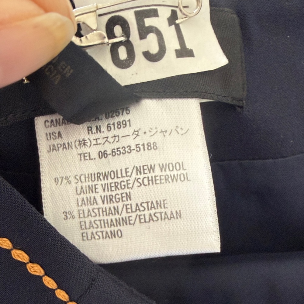 Escada Navy Blazer and Skirt Set with Contrast Stitching - Picture 5 of 6
